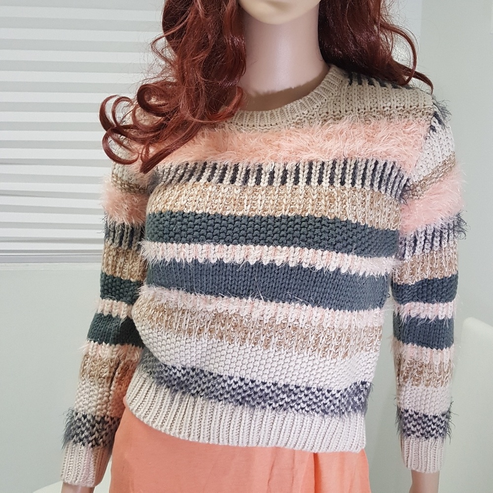 Dex sweater S multicolor grey peach pink beautiful